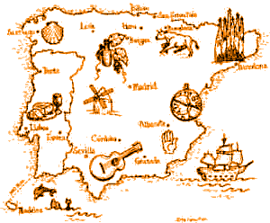 Map of Spain and Portugal &copy;1998 Cathy Fields